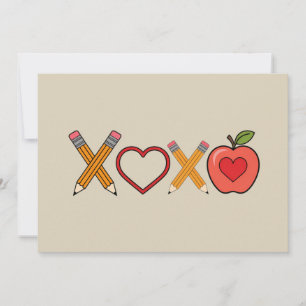 XOXO Lehrer Valentinstag Bleistift und Apfel  Einladung