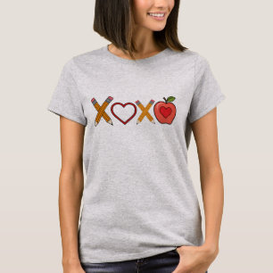 XOXO Lehrer Valentinstag Bleistift und Apfel T-Shirt