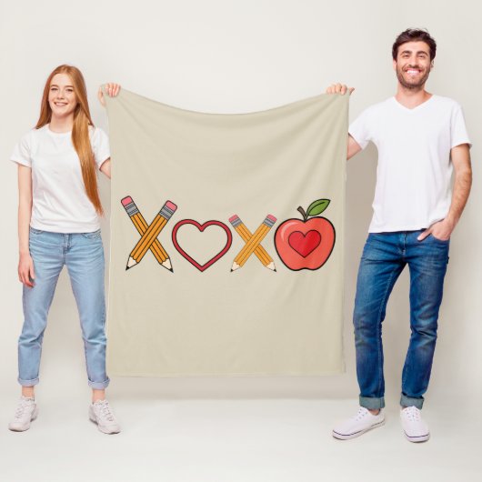 XOXO Lehrerin Valentinstag Stift und Apfel Fleecedecke (Beispiel)