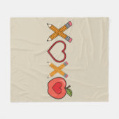 XOXO Lehrerin Valentinstag Stift und Apfel Fleecedecke (Vorderseite (Horizontal))