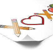 XOXO Lehrerin Valentinstag Stift und Apfel Fotodruck (Ecke)