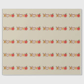 XOXO Lehrerin Valentinstag Stift und Apfel Geschenkpapier (Flach)