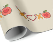 XOXO Lehrerin Valentinstag Stift und Apfel Geschenkpapier (Rolleneckpunkt)