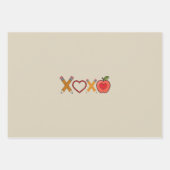 XOXO Lehrerin Valentinstag Stift und Apfel Geschenkpapier Set (Vorderseite)