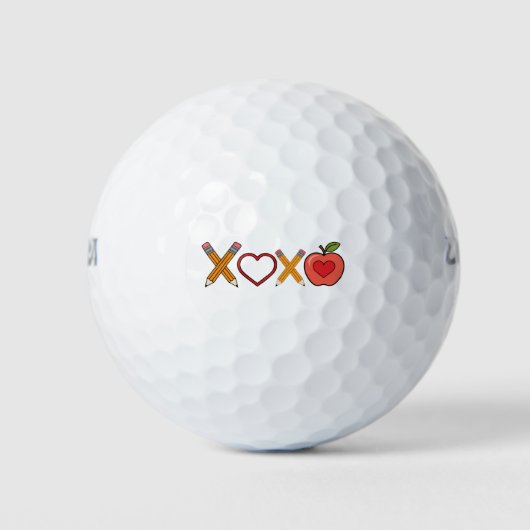 XOXO Lehrerin Valentinstag Stift und Apfel Golfball (Vorderseite)