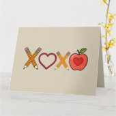XOXO Lehrerin Valentinstag Stift und Apfel Karte (Gelbe Blume)