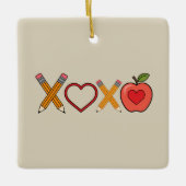 XOXO Lehrerin Valentinstag Stift und Apfel Keramikornament (Vorderseite)