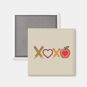 XOXO Lehrerin Valentinstag Stift und Apfel Magnet