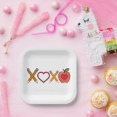 XOXO Lehrerin Valentinstag Stift und Apfel Pappteller (Party)
