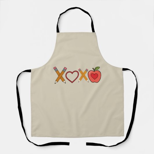XOXO Lehrerin Valentinstag Stift und Apfel Schürze (Vorderseite)