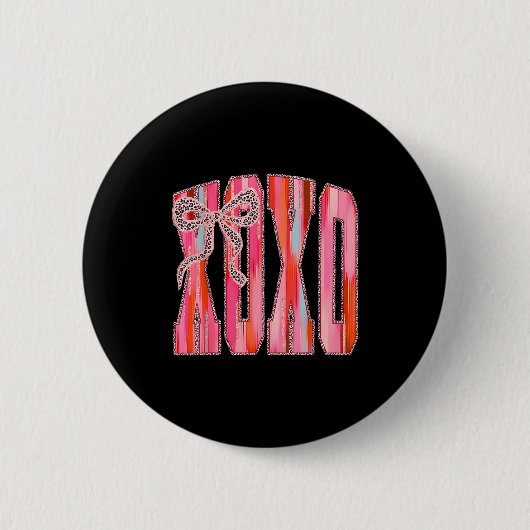Xoxo Leopard-Bogen Lustiger Valentinstag Coquette Button (Vorderseite)