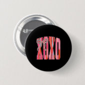 Xoxo Leopard-Bogen Lustiger Valentinstag Coquette Button (Vorne & Hinten)
