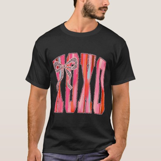 Xoxo Leopard-Bogen Lustiger Valentinstag Coquette  T-Shirt (Vorderseite)