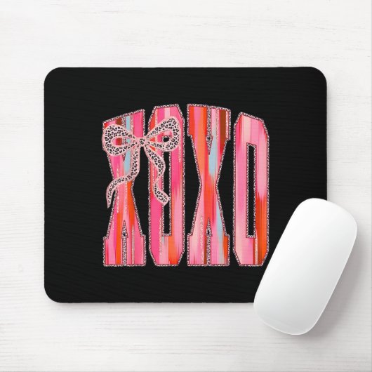 Xoxo Leopard Bow Funny Valentine's Day Coquette Nk Mousepad (Mit Mouse)