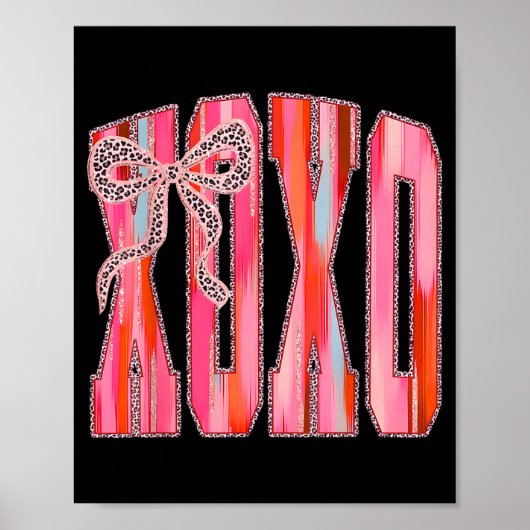 Xoxo Leopard Bow Funny Valentine's Day Coquette Nk Poster (Vorne)