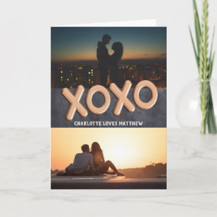 XOXO Liebe 2 Foto Personalisierte Rose Goldballons Feiertagskarte