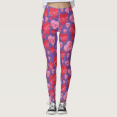 XOXO Liebe Rosa Herz Muster Valentine Lila Leggings (Vorderseite)