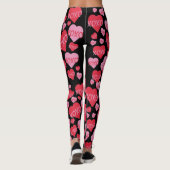 XOXO Liebe Rosa Herz Muster Valentine Schwarz Leggings (Rückseite)