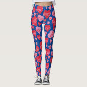 XOXO Liebe Rosa Herzmuster Valentine Blau Leggings (Vorderseite)