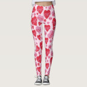 XOXO Liebe Rosa Herzmuster Valentine Rosa Leggings (Vorderseite)