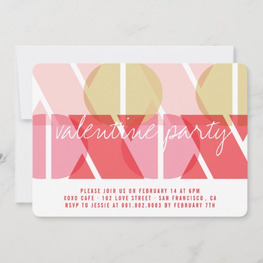 XOXO Liebe und Kisses Valentine's Day Party laden Einladung (Vorderseite)