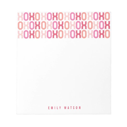 XOXO Liebe und Kisses Valentinstag Notepad Notizblock (Vorderseite)