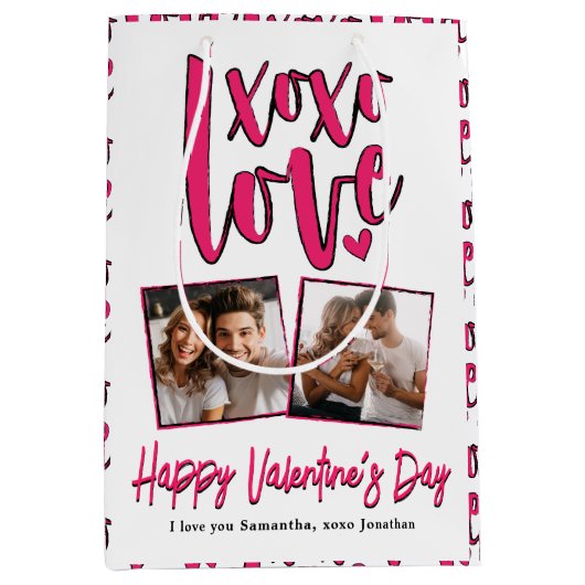 XOXO LIEBE Valentinstag Foto Mittlere Geschenktüte (Vorderseite)