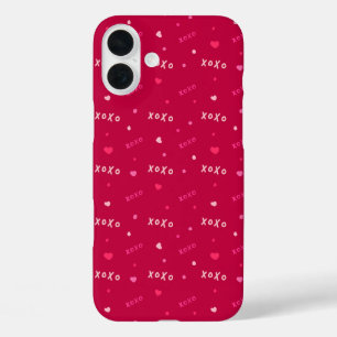 "XOXO Liebesmuster mit Herzen und Punkten iPhone 16 Plus Hülle