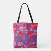 XOXO Lila, rosa, rotes Muster Tasche (Rückseite)