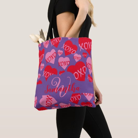 XOXO Lila, rosa, rotes Muster Tasche (Von Nahem)