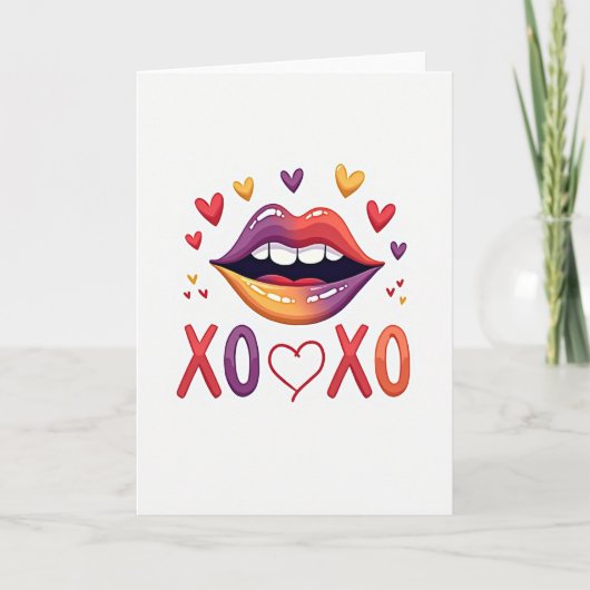 Xoxo Lips Hearts Love Card Karte (Vorderseite)
