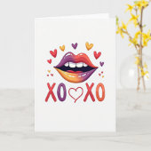 Xoxo Lips Hearts Love Card Karte (Gelbe Blume)