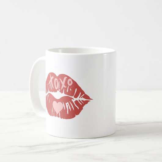 XOXO Lips Valentinstag Kaffeetasse (Vorderseite Links)