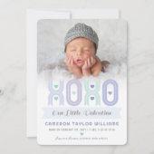 XOXO Little Valentine Foto Boy Birth Ankündigung (Vorderseite)