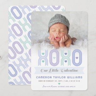 XOXO Little Valentine Foto Boy Birth Ankündigung