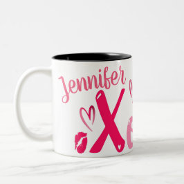 Xoxo Love Anniversary or Valentine with Name Zweifarbige Tasse