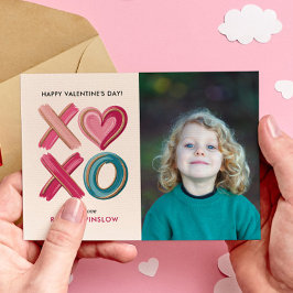 XOXO Love Brush Strokes photo classroom valentines Mitteilungskarte