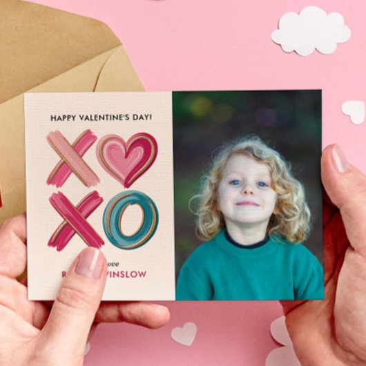 XOXO Love Brush Strokes photo classroom valentines Mitteilungskarte