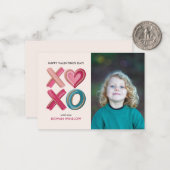 XOXO Love Brush Strokes photo classroom valentines Mitteilungskarte (Vorderseite/Rückseite Beispiel)