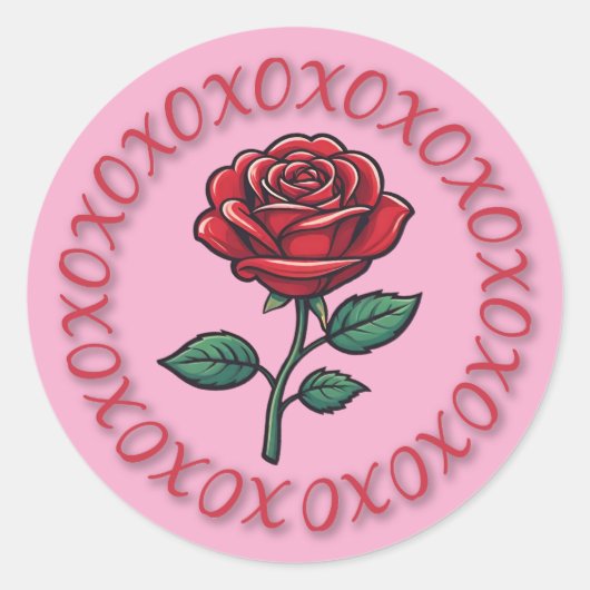 XOXO Love Rose Aufkleber (Vorderseite)