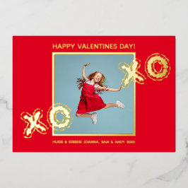 XOXO Modern Fett Foto Foil Rote Jubiläumskarte Folieneinladung