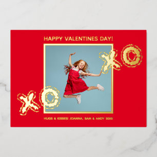 XOXO Modern Fett Foto Foil Rote Jubiläumskarte Folieneinladung