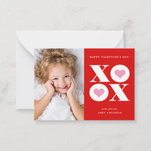 XOXO moderne Fotoklassenzimmer Valentinstagskarte Mitteilungskarte