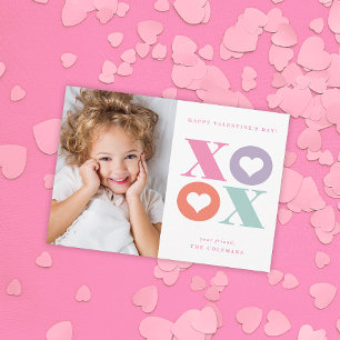 XOXO modernes Portraitfoto Valentinstagskarte Mitteilungskarte