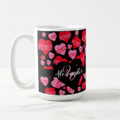 XOXO Monogramm Herz rosa rotes Muster Schwarz Kaffeetasse (Links)