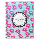 XOXO Muster mit rosa Kissy Lips Monogramm Notizblock (Vorderseite)