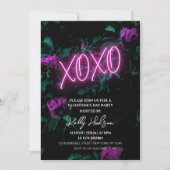 XOXO Neon Valentinstag Party Einladung (Vorderseite)