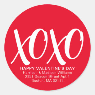 XOXO-niedliche Tagesadresse des modernen Valentins Runder Aufkleber
