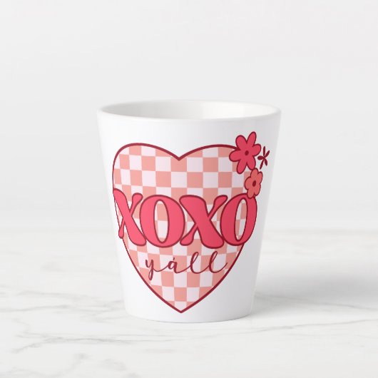 XOXO | Niedliches und liebenswertes rosa Herz Milchtasse (Vorderseite)