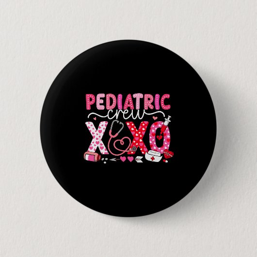 Xoxo Nurse Pediatric Crew Nurse Valentine Leopard  Button (Vorderseite)